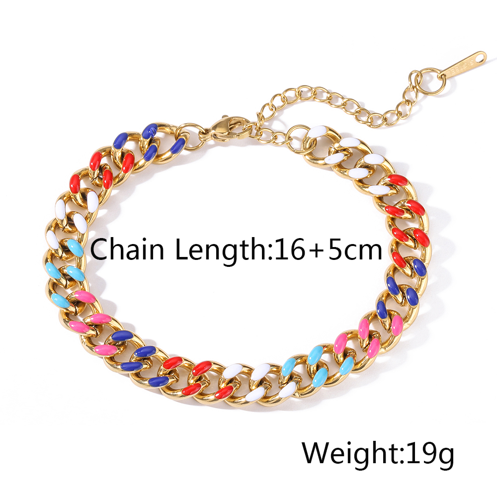 Hip-Hop Commute Colorful 304 Stainless Steel 18K Gold Plated Bracelets In Bulk display picture 2