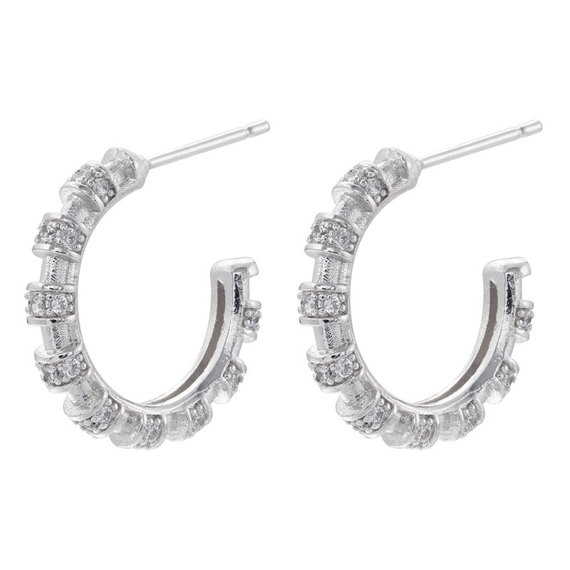 1 Pair Modern Style C Shape Plating Inlay Copper Zircon 18k Gold Plated Ear Studs display picture 2
