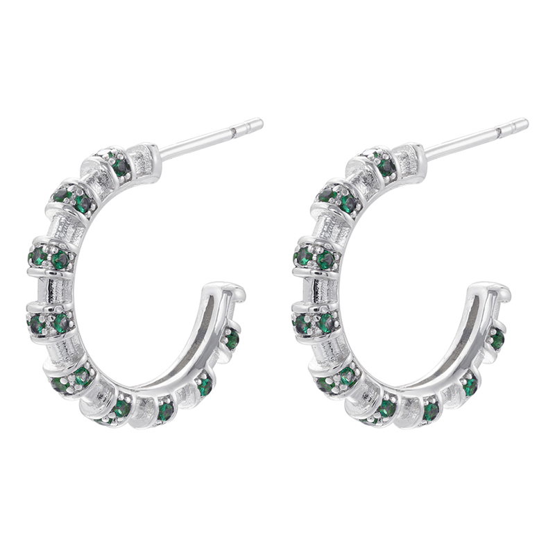 1 Paire Style Moderne Forme C Placage Incruster Le Cuivre Zircon Plaqué Or 18k Boucles D'oreilles display picture 1