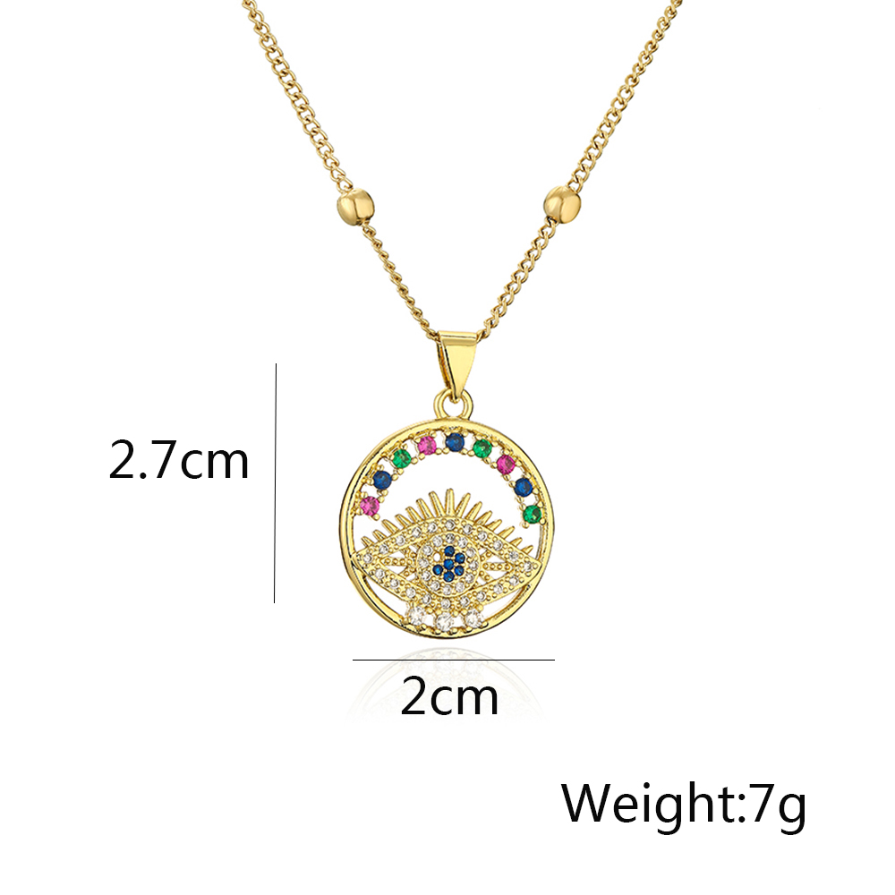 Modern Style Devil's Eye Copper Plating Inlay Zircon 18k Gold Plated Pendant Necklace display picture 1