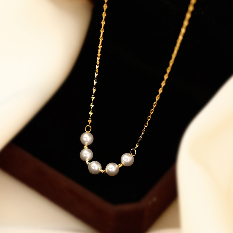 304 Stainless Steel 18K Gold Plated Simple Style Korean Style Plating Round Necklace display picture 1