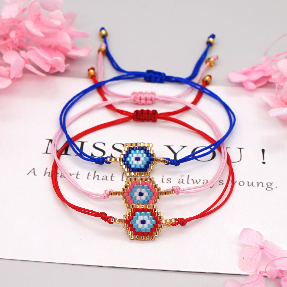 Handmade Devil's Eye Glass Knitting Unisex Bracelets display picture 1