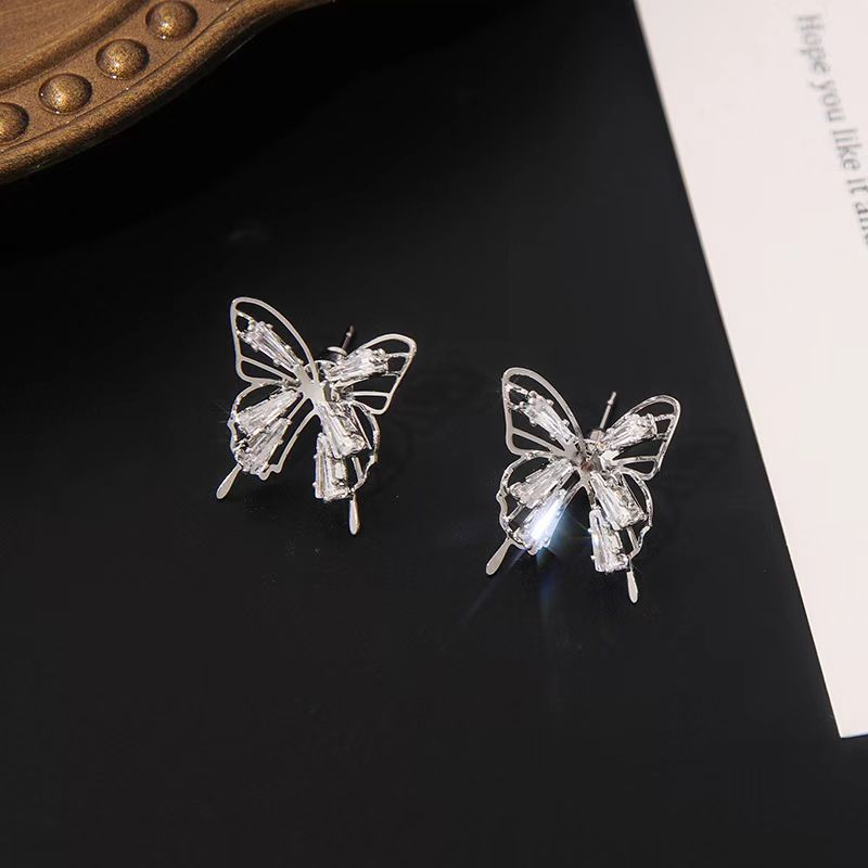 Streetwear Butterfly Alloy Hollow Out Inlay Zircon Women's Ear Studs display picture 2
