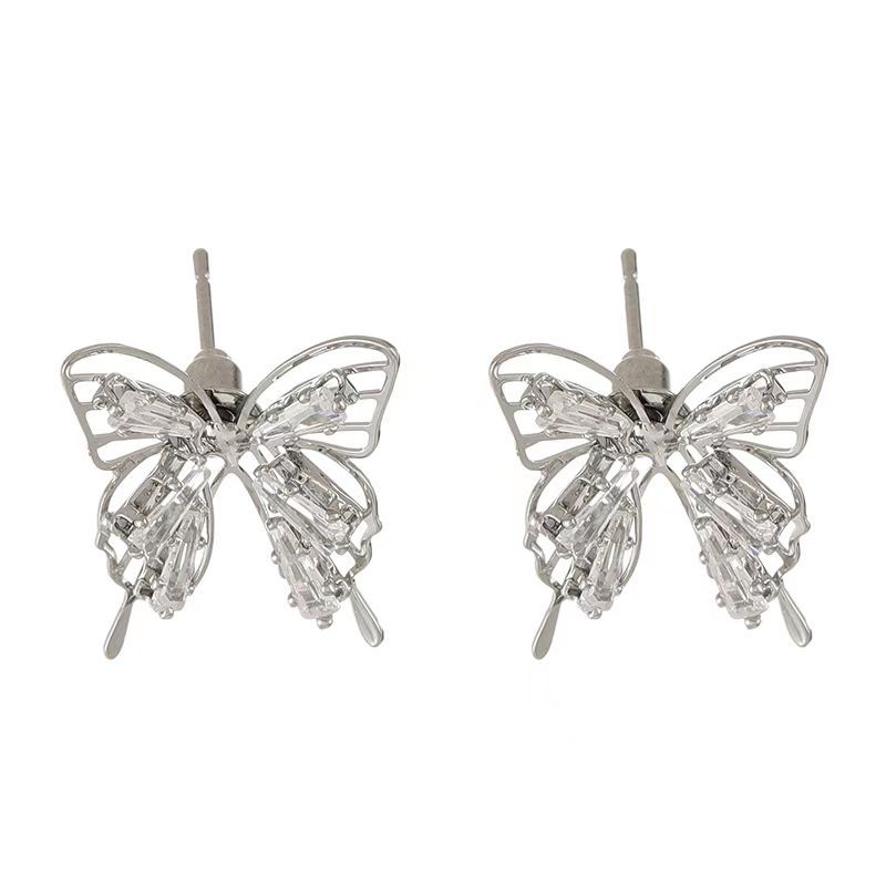 Streetwear Butterfly Alloy Hollow Out Inlay Zircon Women's Ear Studs display picture 4
