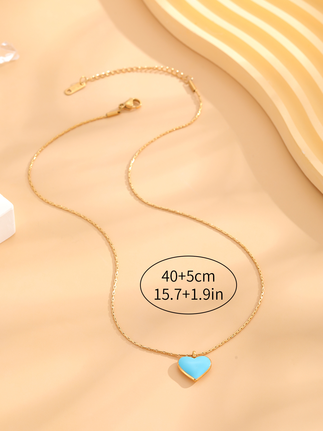 304 Stainless Steel 18K Gold Plated Retro Sweet Classic Style Enamel Plating Heart Shape Resin Pendant Necklace display picture 1