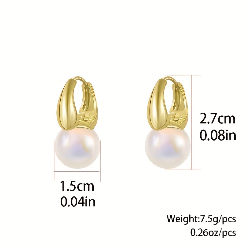1 Pair Cute Solid Color Beaded Inlay Copper Pearl Gold Plated Earrings display picture 1