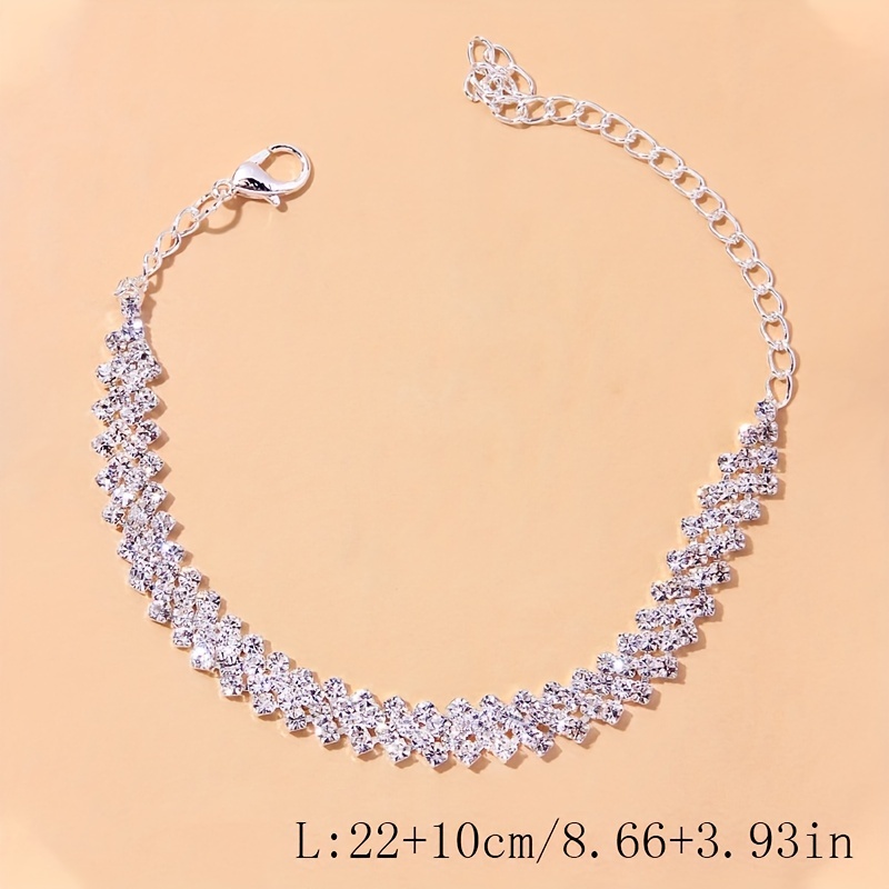 Wholesale Jewelry Beach Solid Color Alloy Rhinestones Silver Plated Anklet display picture 4