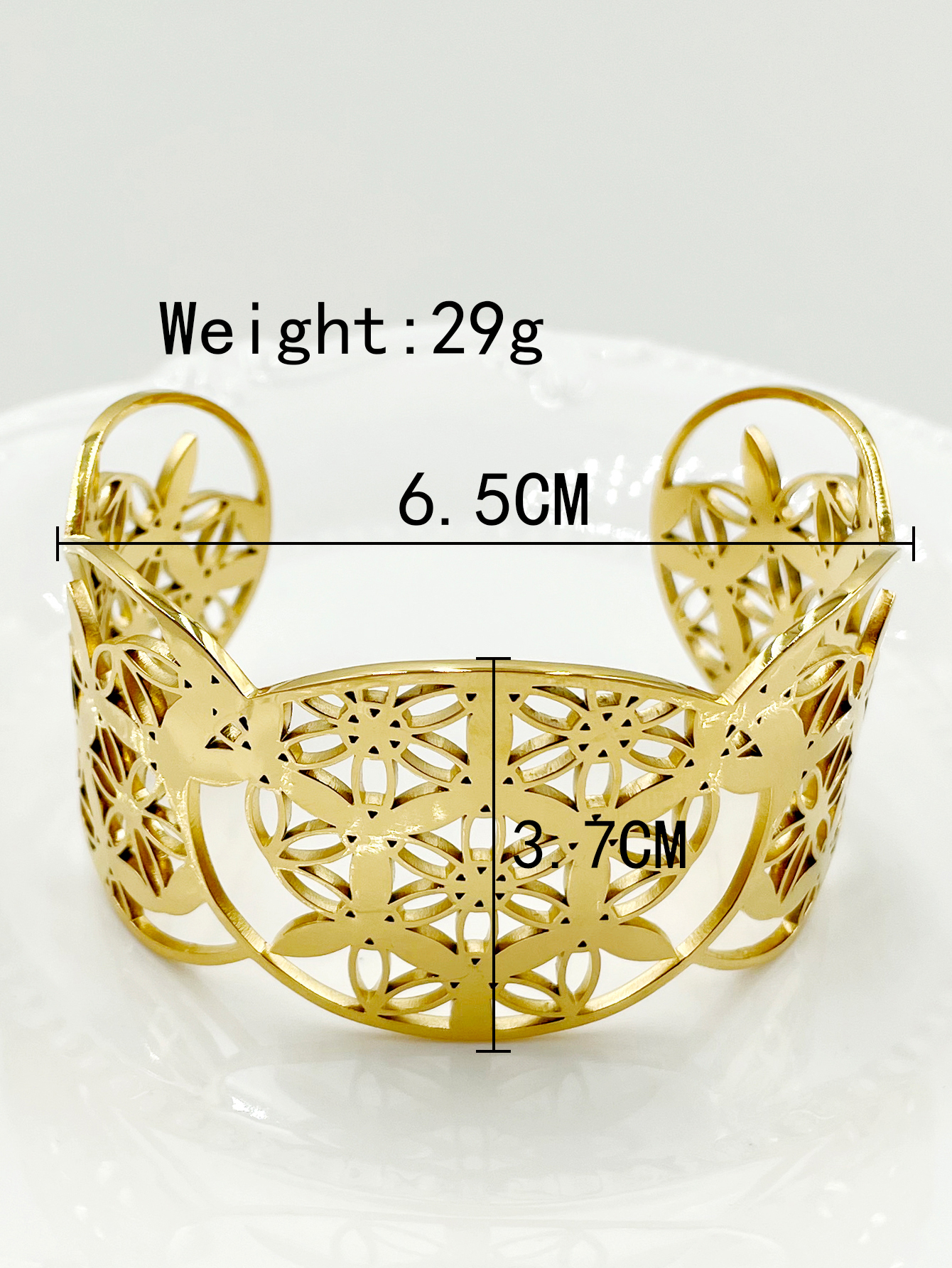 Retro French Style Flower 304 Stainless Steel 14K Gold Plated Bangle In Bulk display picture 1