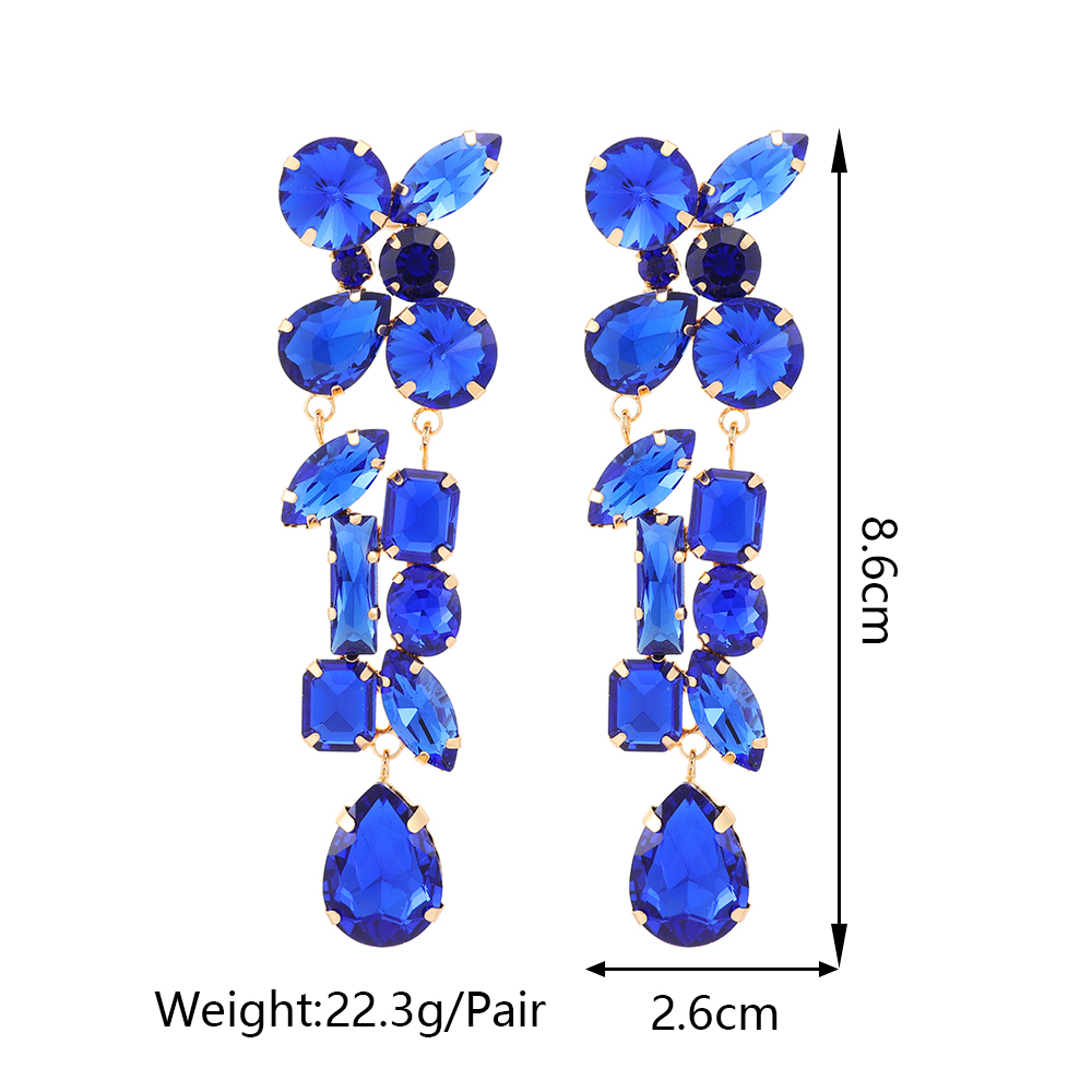 Y2k Retro Exaggerated Geometric Copper Alloy Irregular Inlay Artificial Gemstones Women's Drop Earrings display picture 1