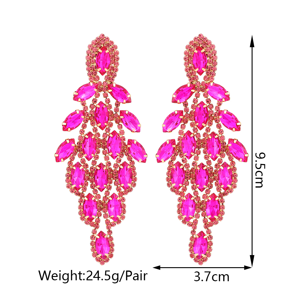 1 Pair Elegant Vacation Leaves Hollow Out Inlay Copper Alloy Artificial Gemstones Drop Earrings display picture 1