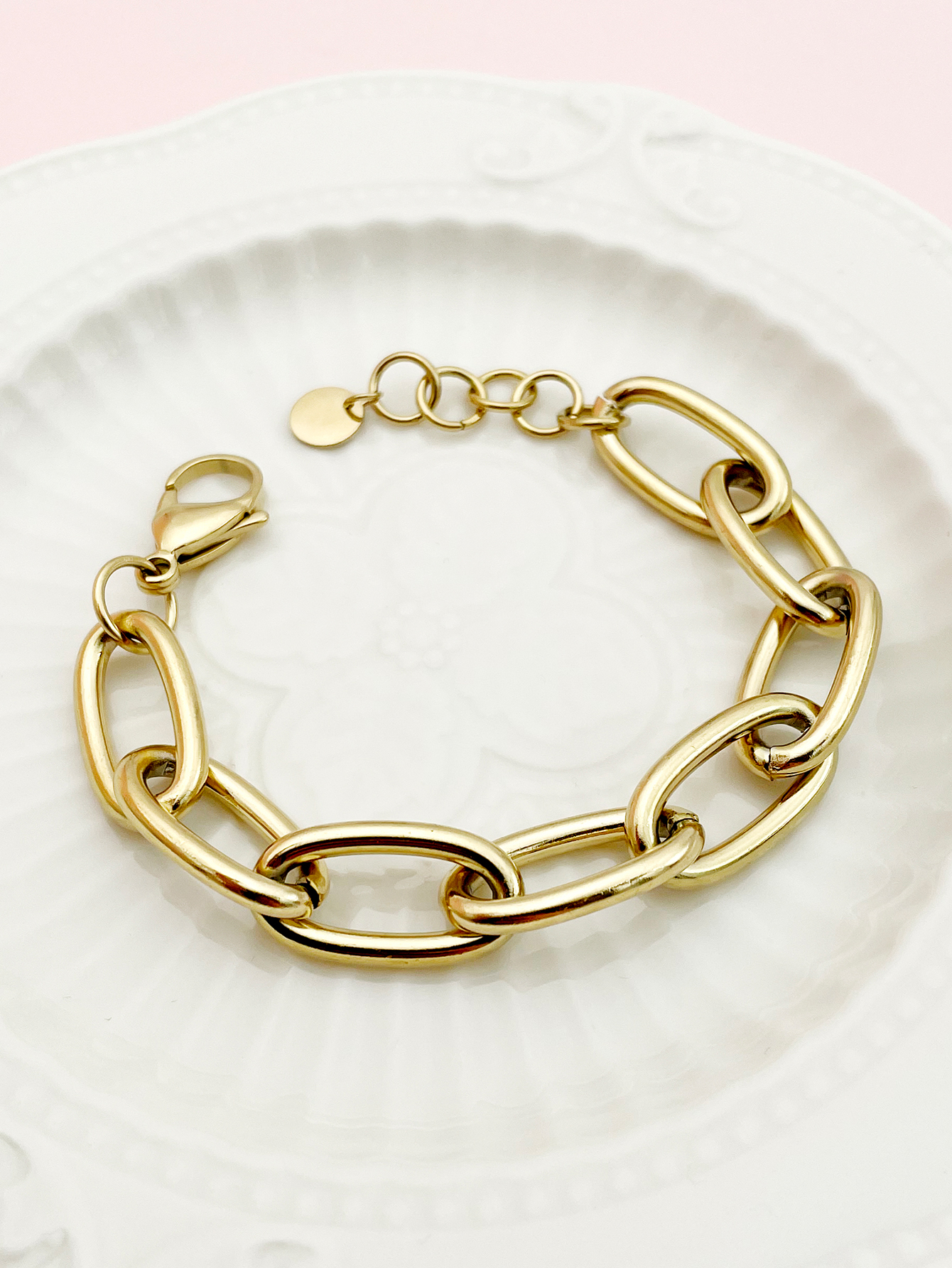 Simple Style Solid Color 304 Stainless Steel 14K Gold Plated Bracelets In Bulk display picture 1