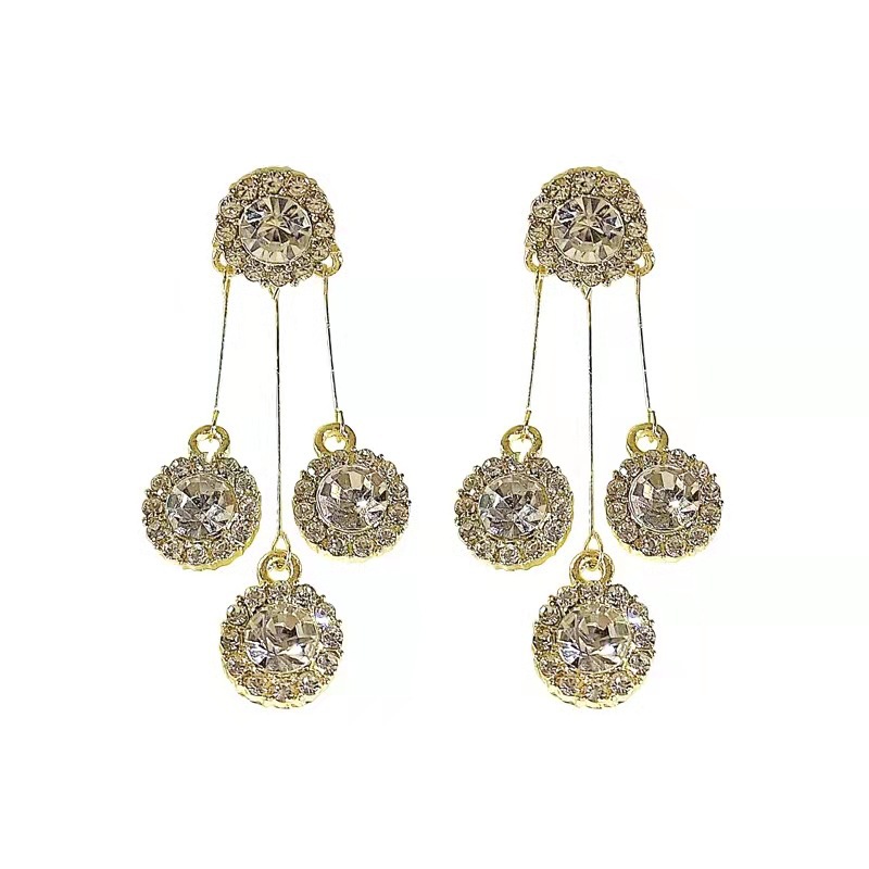 Ig Style Round Tassel Alloy Plating Inlay Rhinestones Gold Plated Silver Plated Women's Drop Earrings display picture 7