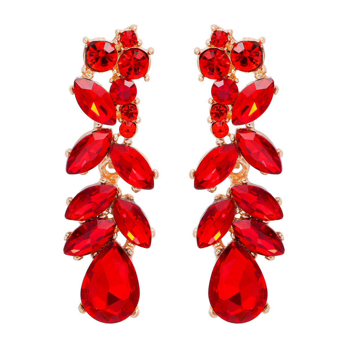 Luxurious Lady Streetwear Leaf Alloy Inlay Glass Stone Women's Drop Earrings display picture 5