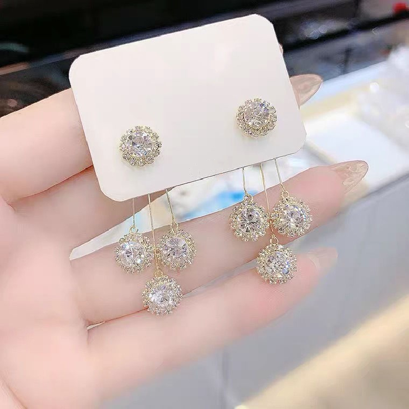 Ig Style Round Tassel Alloy Plating Inlay Rhinestones Gold Plated Silver Plated Women's Drop Earrings display picture 1