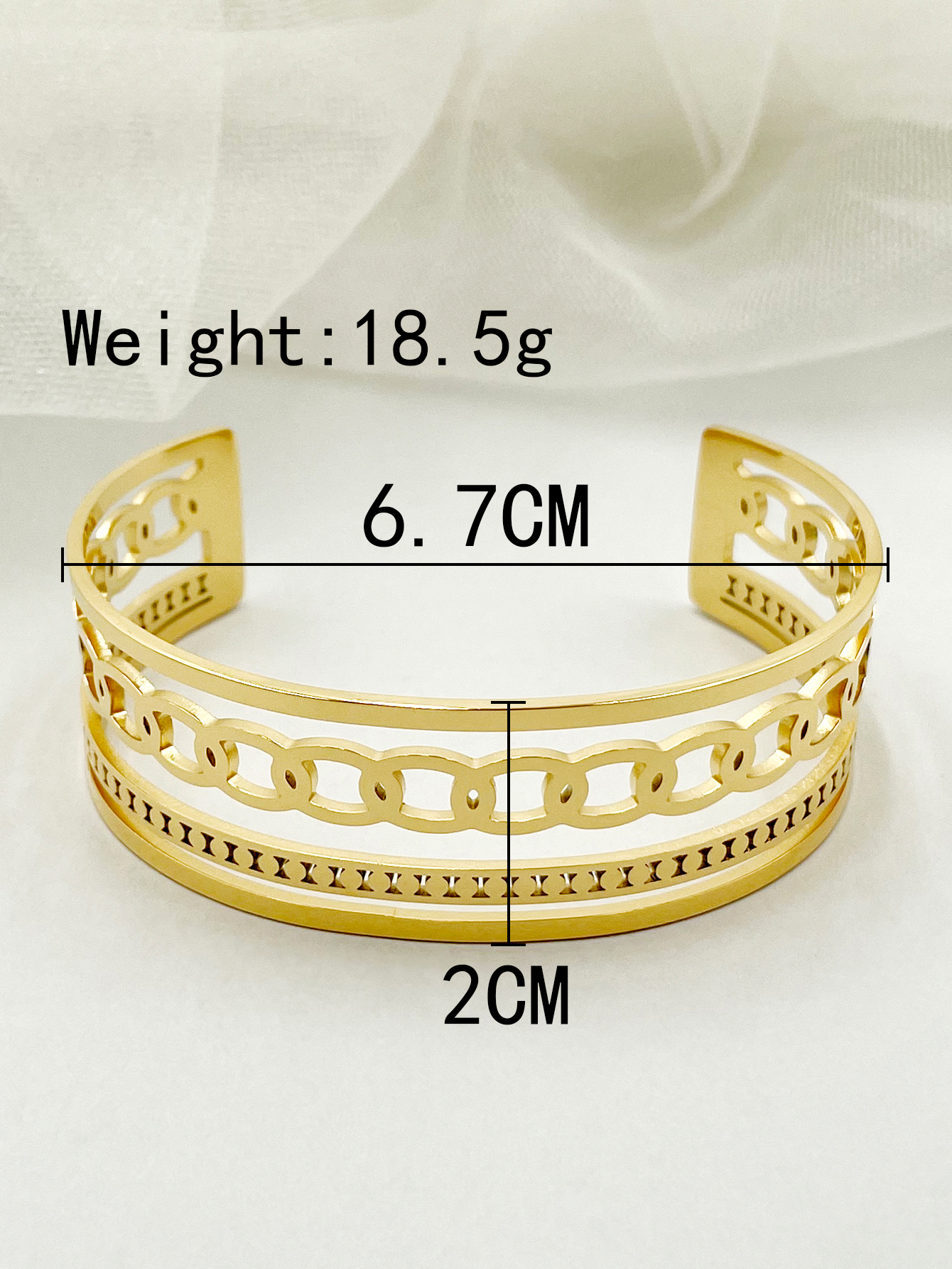 Lady French Style Solid Color 304 Stainless Steel 14K Gold Plated Bangle In Bulk display picture 4