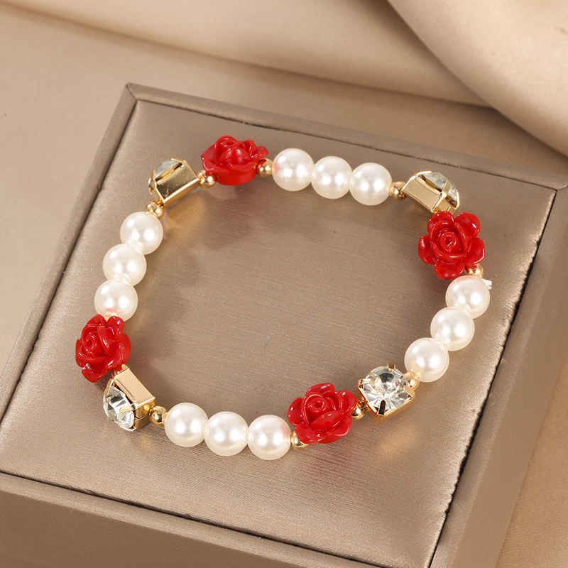 Décontractée Sucré Fleur Strass Arylique Perle D'imitation De Gros Bracelets display picture 2