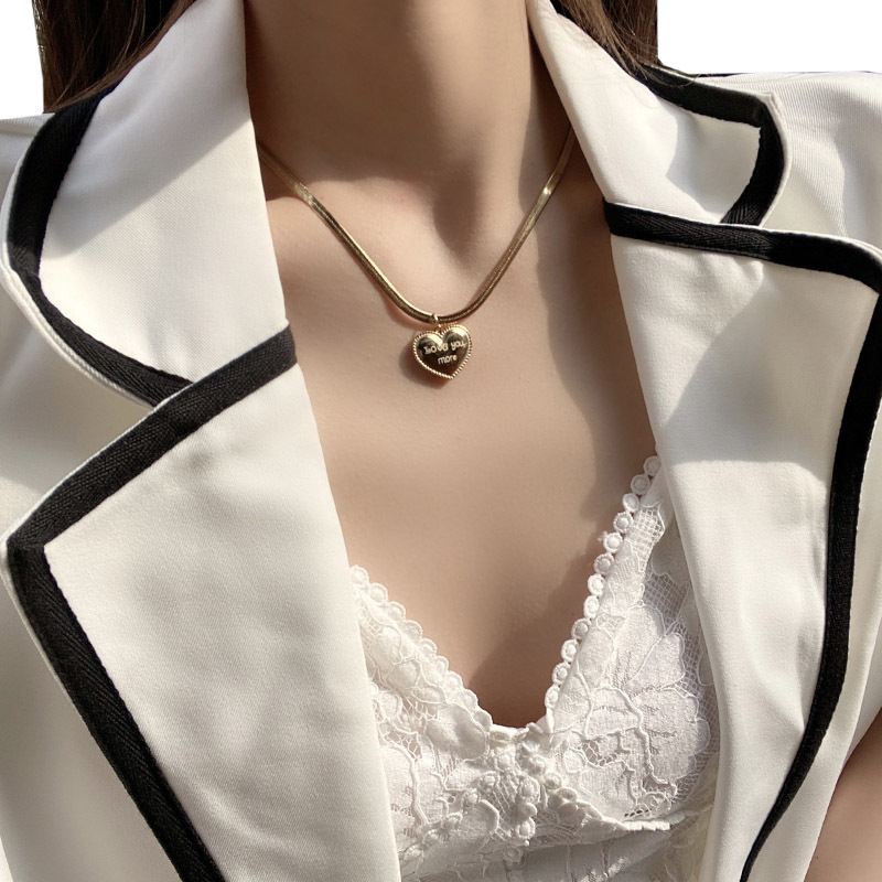 Edelstahl 304 18 Karat Vergoldet Retro Einfacher Stil Überzug Herzform Halskette Mit Anhänger display picture 1