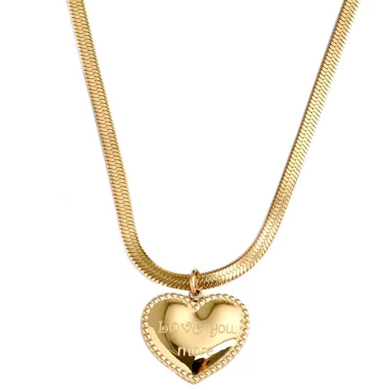 304 Stainless Steel 18K Gold Plated Retro Simple Style Plating Heart Shape Pendant Necklace display picture 5