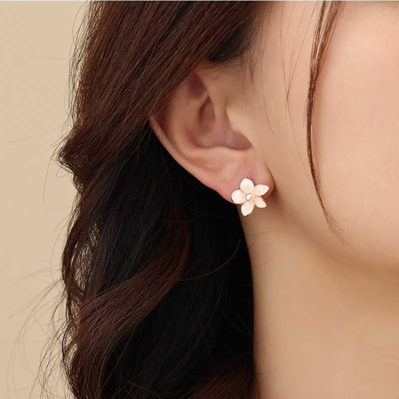1 Paire Style Ig Sucré Style Coréen Fleur Émail Alliage Boucles D'oreilles display picture 5