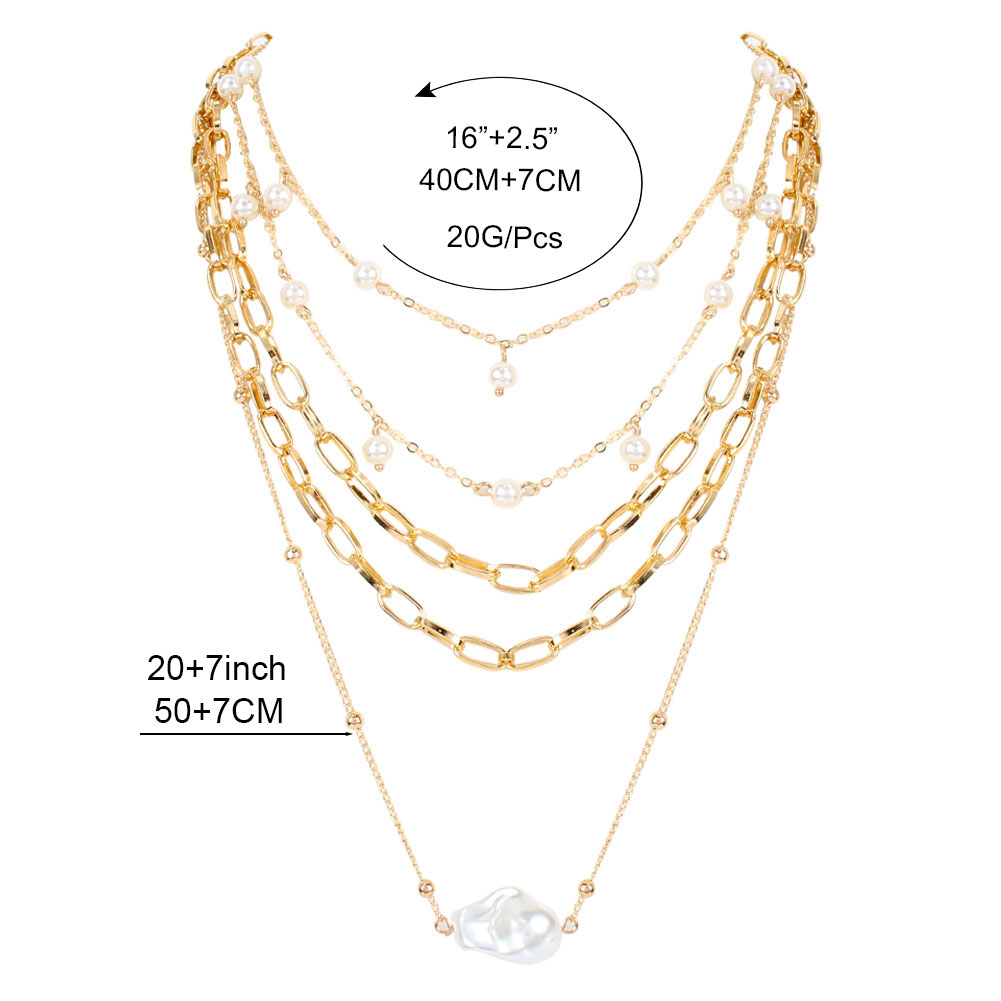 Elegant Solid Color Artificial Pearls Alloy Wholesale Layered Necklaces display picture 1