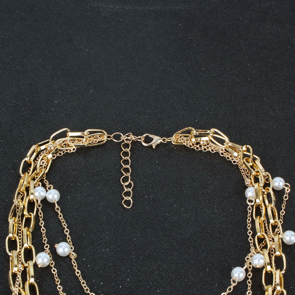Élégant Couleur Unie Perles Artificielles Alliage De Gros Collier En Couches display picture 4