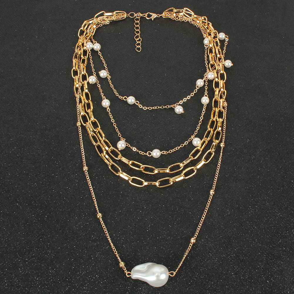 Élégant Couleur Unie Perles Artificielles Alliage De Gros Collier En Couches display picture 5
