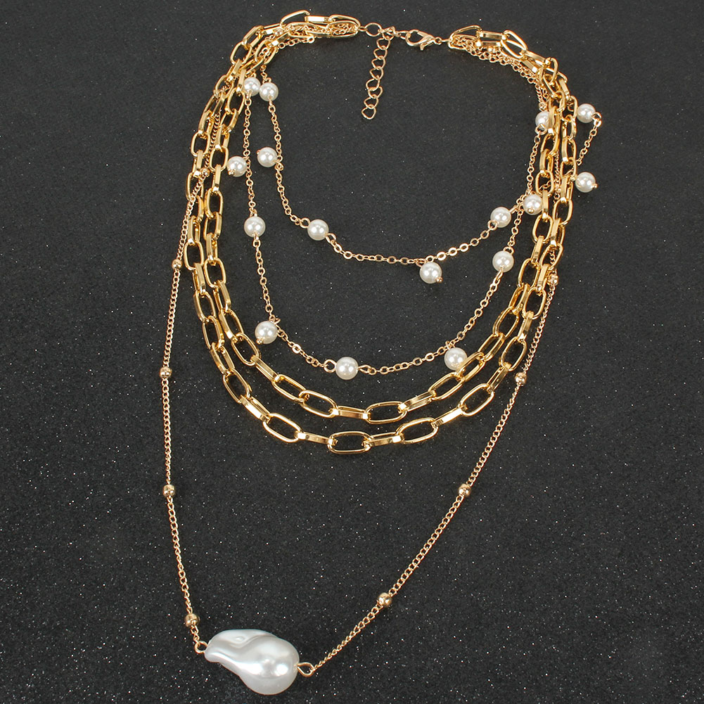 Élégant Couleur Unie Perles Artificielles Alliage De Gros Collier En Couches display picture 3