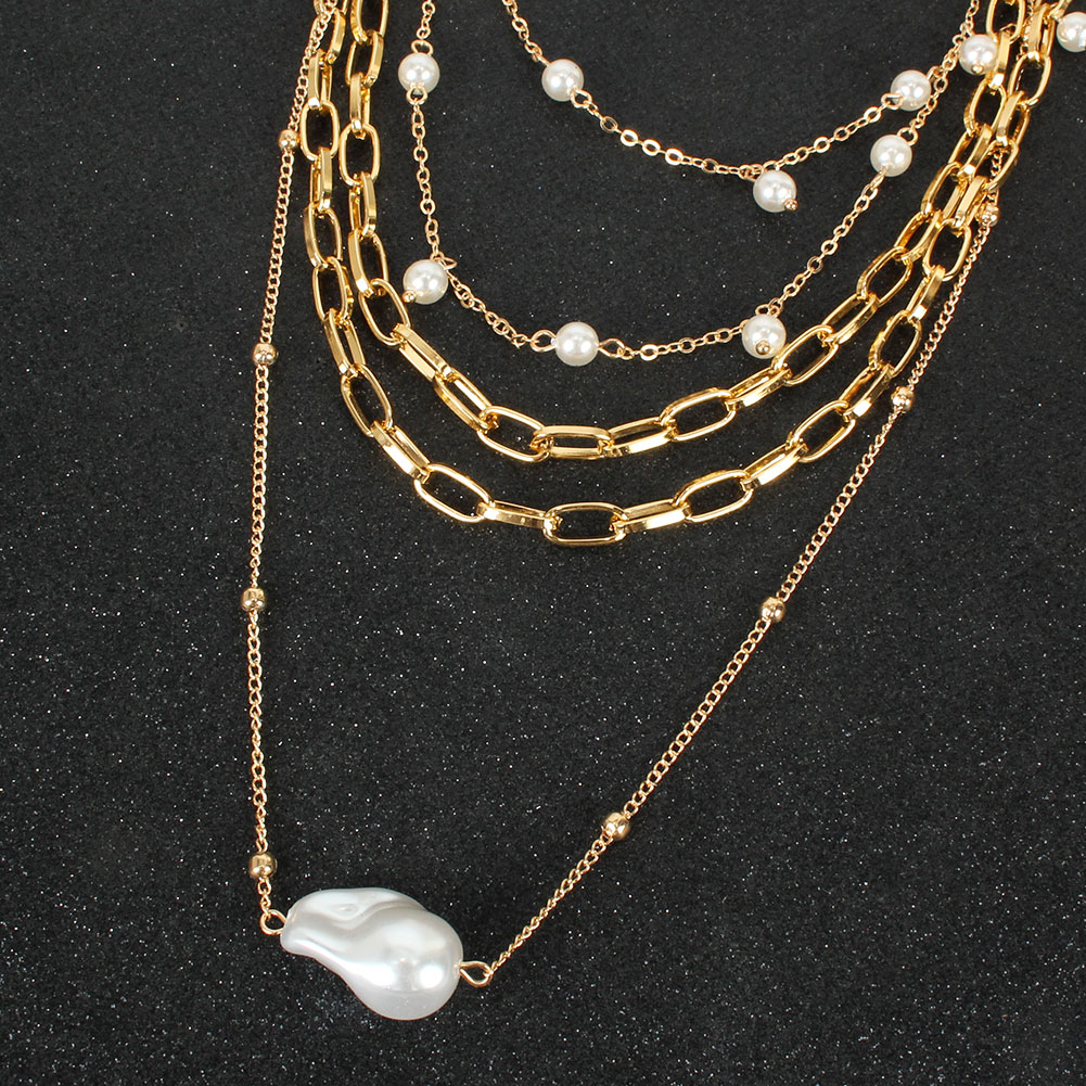 Élégant Couleur Unie Perles Artificielles Alliage De Gros Collier En Couches display picture 2