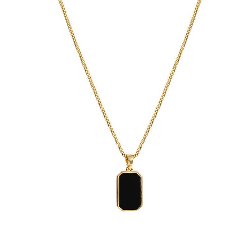 304 Stainless Steel Titanium Steel 18K Gold Plated Simple Style Plating Rectangle Acrylic Necklace display picture 5