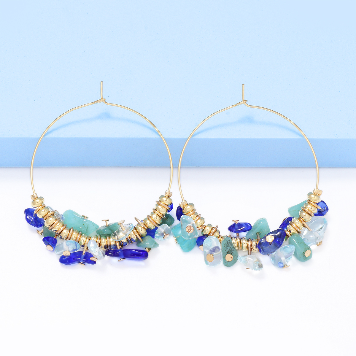 Beach Streetwear Irregular Alloy Resin Stone Women's Hoop Earrings display picture 7