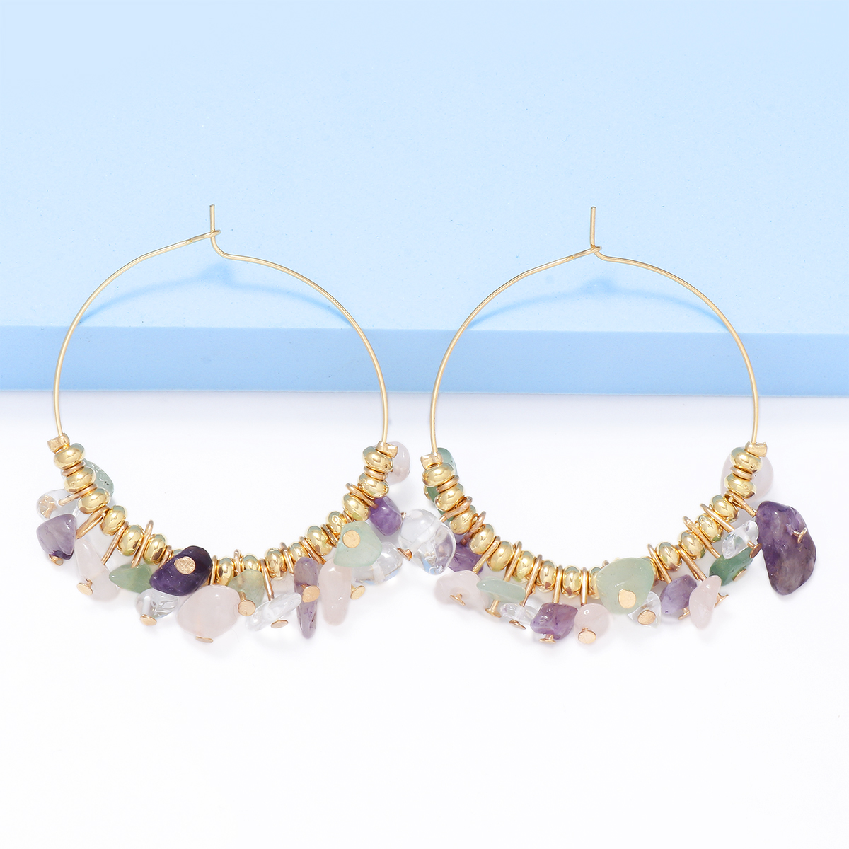 Beach Streetwear Irregular Alloy Resin Stone Women's Hoop Earrings display picture 8