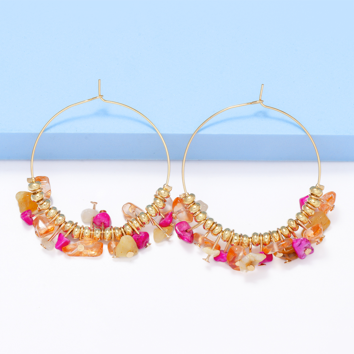 Beach Streetwear Irregular Alloy Resin Stone Women's Hoop Earrings display picture 13