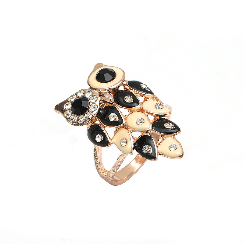 Casual Vintage Style Owl Alloy Enamel Plating Inlay Rhinestones Women's Rings display picture 3