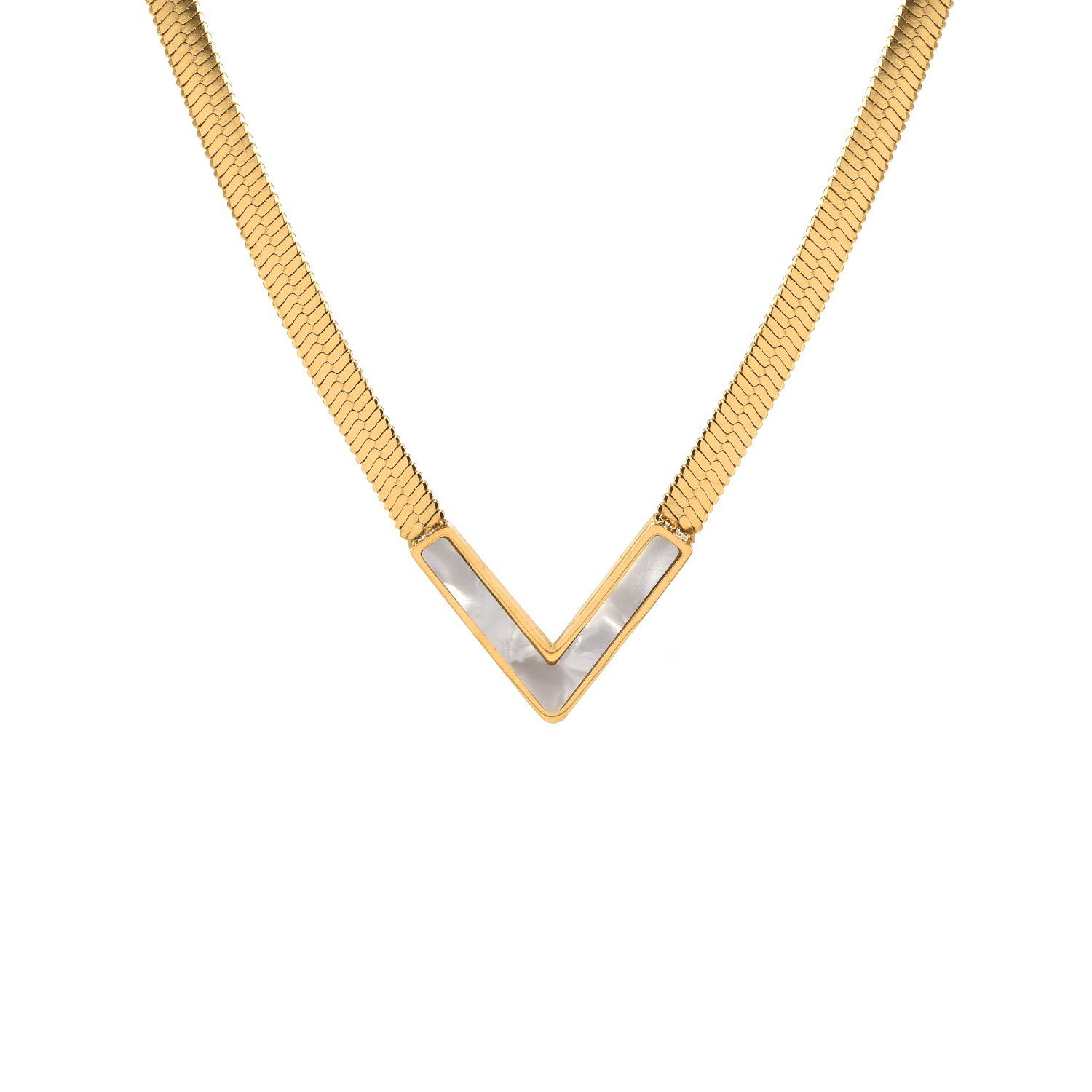 Titan Stahl Einfacher Stil Inlay V-Form Zirkon Halskette Mit Anhänger display picture 3