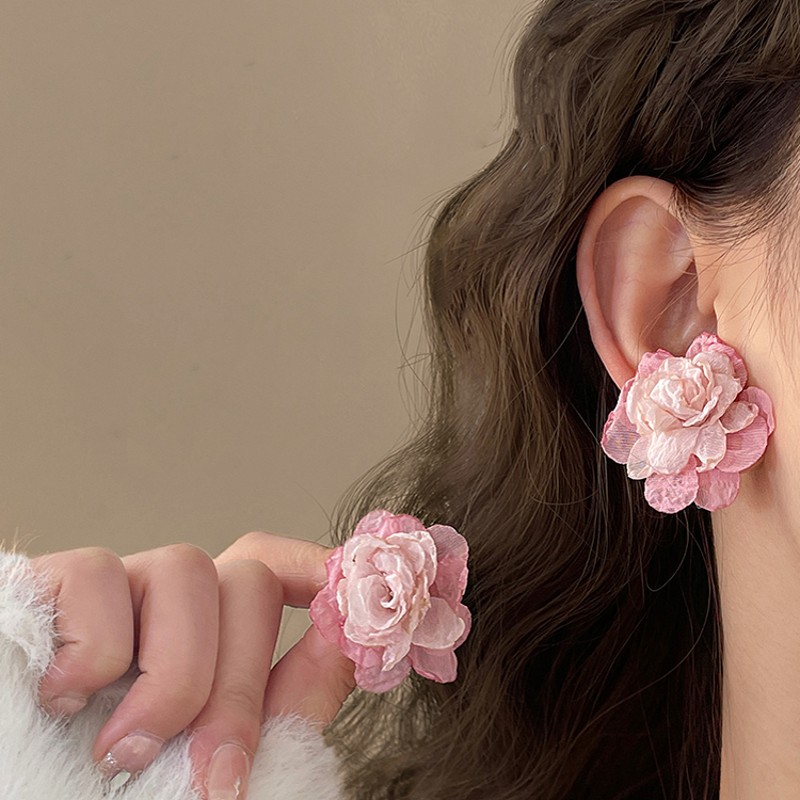 Sweet Flower Linen Women's Ear Studs display picture 3