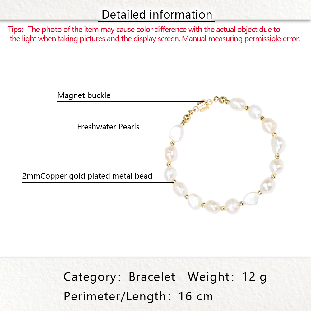 Simple Style Irregular Freshwater Pearl Plating 18k Gold Plated Bracelets display picture 1