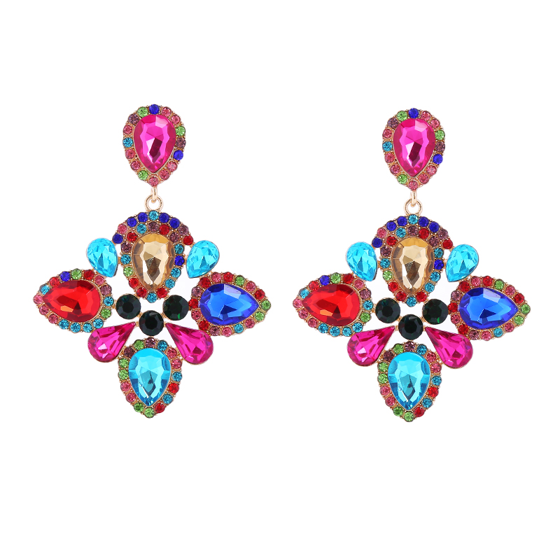 Luxueux Géométrique Alliage Incruster Strass Plaqué Or Femmes Boucles D'oreilles display picture 9