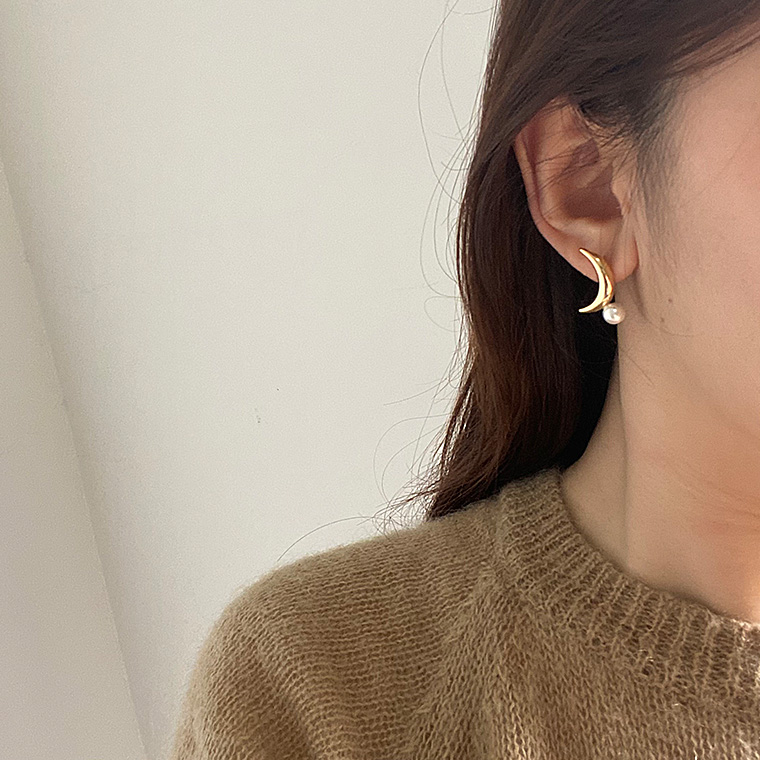 Ig Style Korean Style Moon Alloy Women's Ear Studs display picture 3