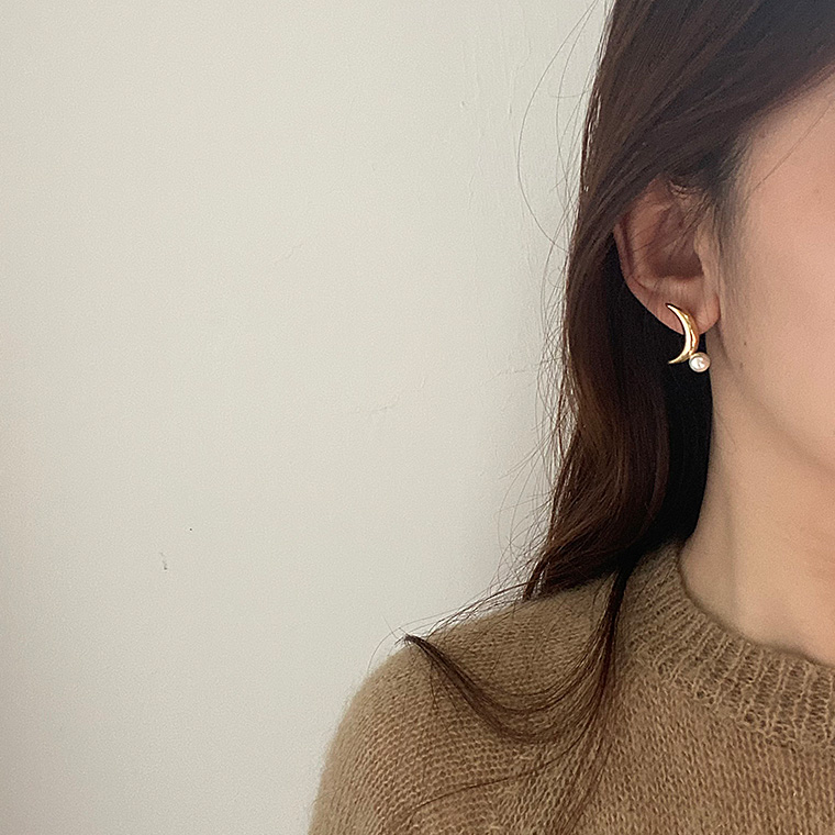 Ig Style Korean Style Moon Alloy Women's Ear Studs display picture 9