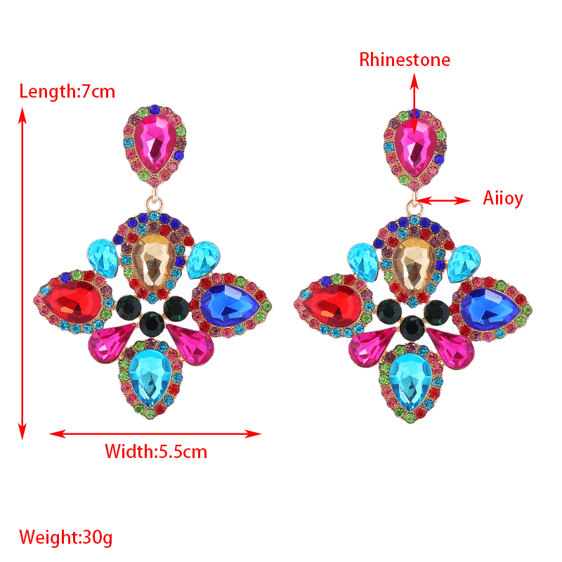 Lujoso Geométrico Aleación Embutido Diamantes De Imitación Chapado En Oro Mujeres Pendientes De Gota display picture 1