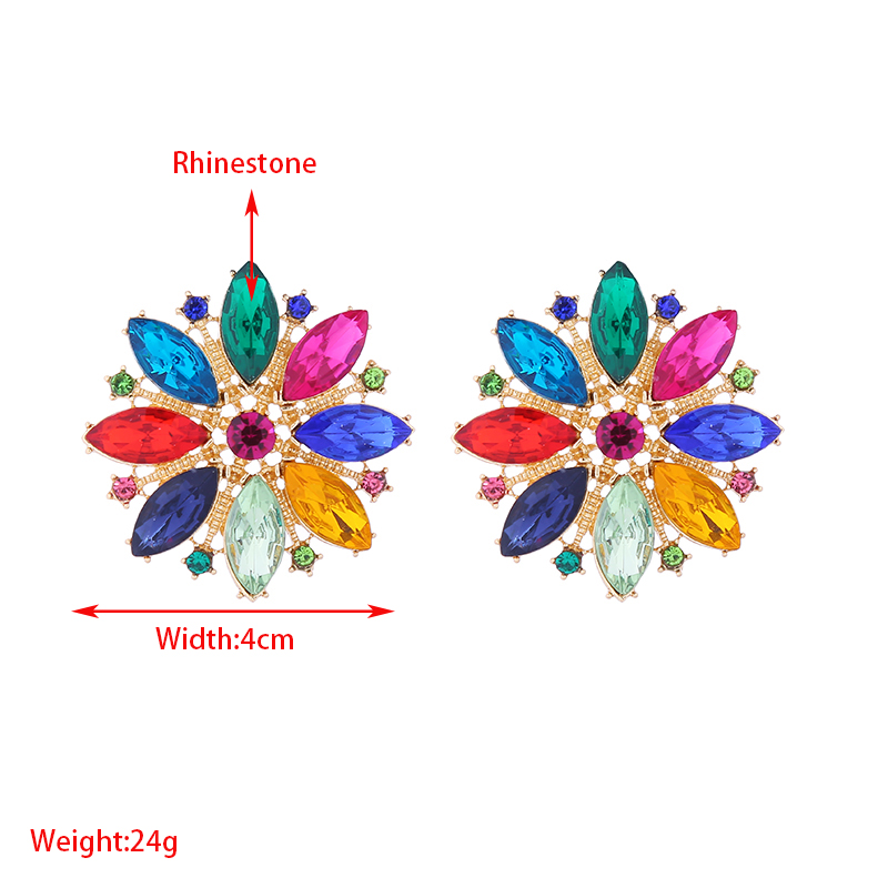 Luxurious Flower Alloy Inlay Rhinestones Gold Plated Women's Ear Studs display picture 1