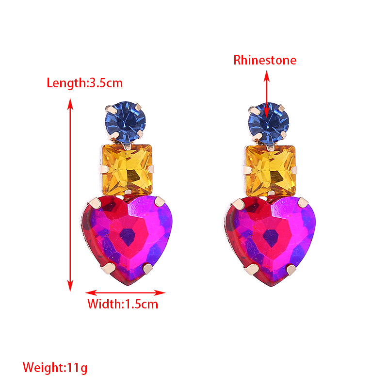 1 Pair Elegant Glam Round Square Heart Shape Plating Inlay Alloy Rhinestones Gold Plated Ear Studs display picture 1