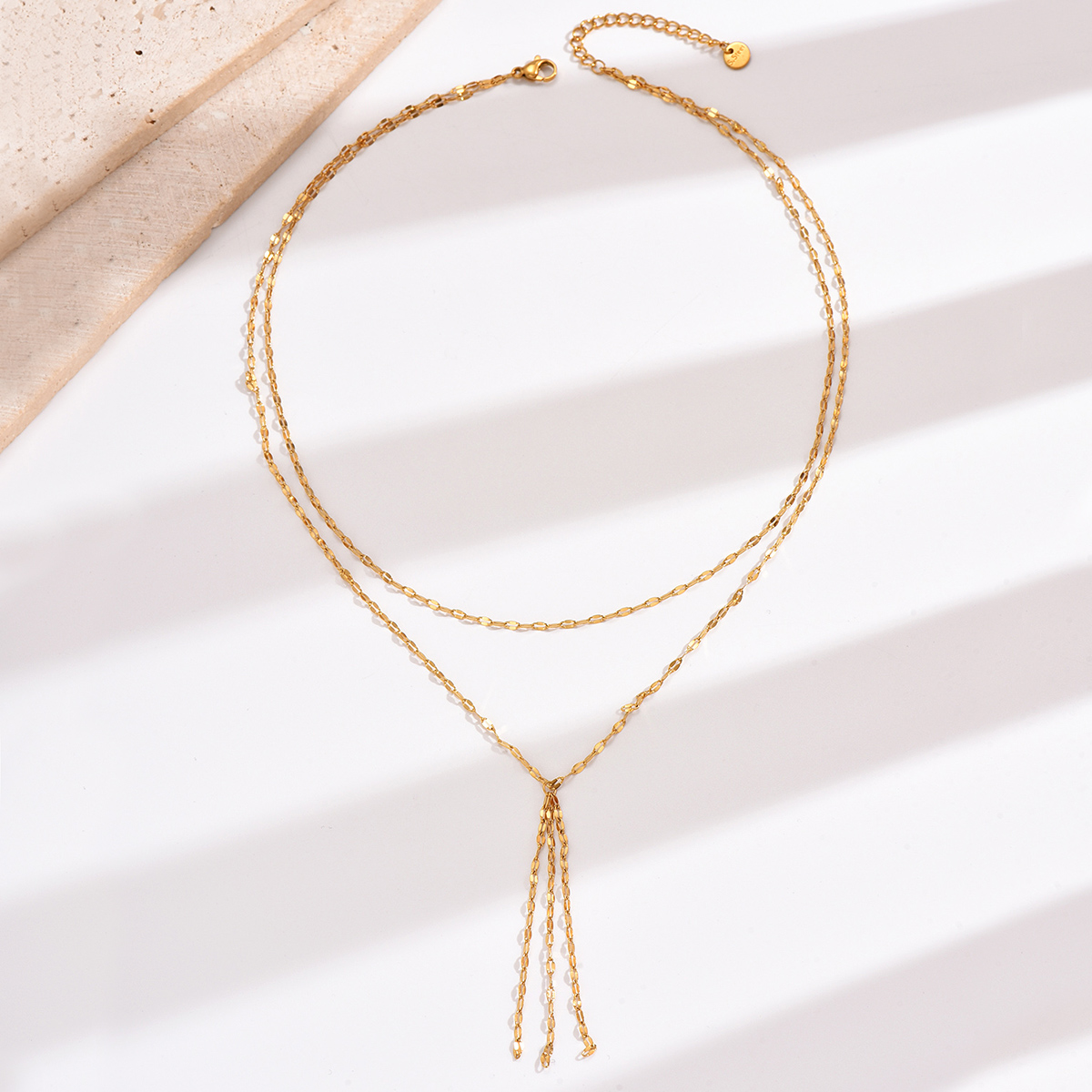 304 Stainless Steel 14K Gold Plated Sexy Tassel Plating Solid Color Layered Necklaces display picture 2