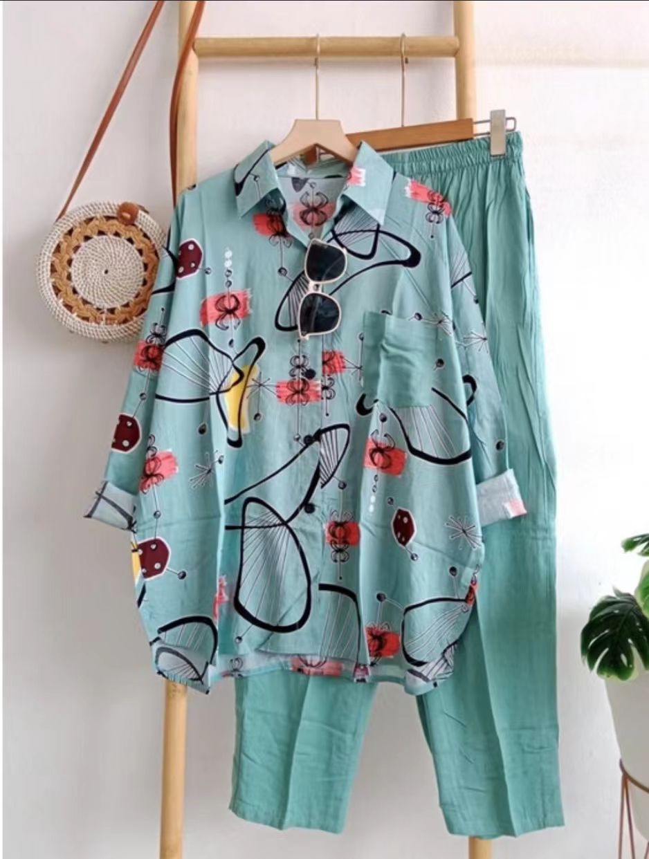 Women's Elegant Vacation Flower Chiffon Printing Patchwork Washed Pants Sets display picture 7