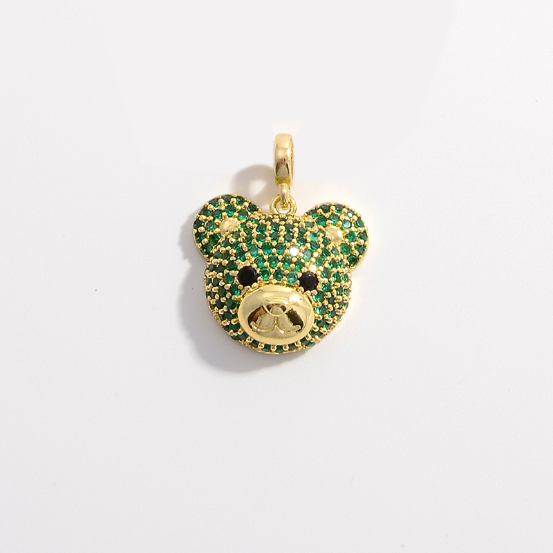 Elegant Cute Shiny Animal Little Bear Copper 18k Gold Plated Zircon Pendants Necklace Pendant In Bulk display picture 1