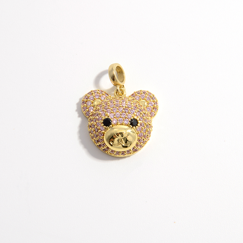 Elegant Cute Shiny Animal Little Bear Copper 18k Gold Plated Zircon Pendants Necklace Pendant In Bulk display picture 7