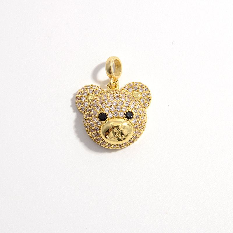 Elegant Cute Shiny Animal Little Bear Copper 18k Gold Plated Zircon Pendants Necklace Pendant In Bulk display picture 8