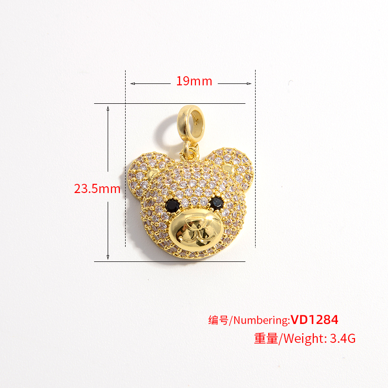 Elegant Cute Shiny Animal Little Bear Copper 18k Gold Plated Zircon Pendants Necklace Pendant In Bulk display picture 10