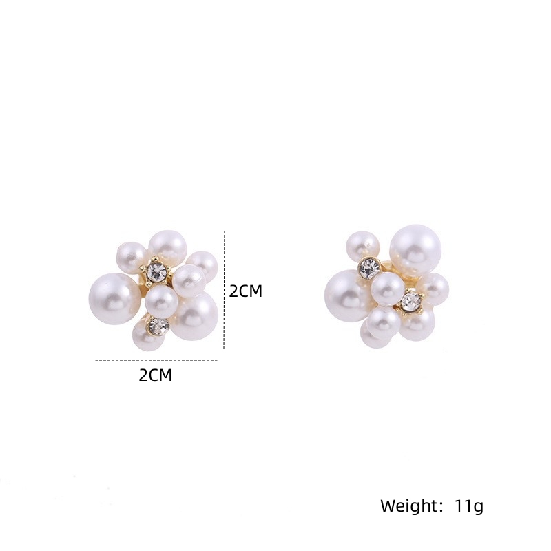 Ig Style Sweet Flower Alloy Plating Inlay Artificial Pearls Rhinestones Gold Plated Women's Ear Studs display picture 2