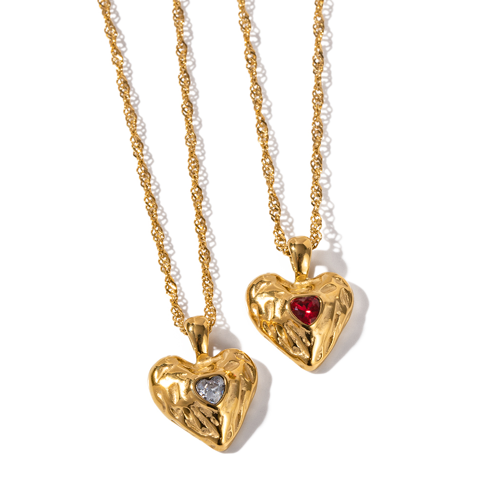 Simple Style Heart Shape Stainless Steel Plating Zircon 18k Gold Plated Pendant Necklace display picture 3